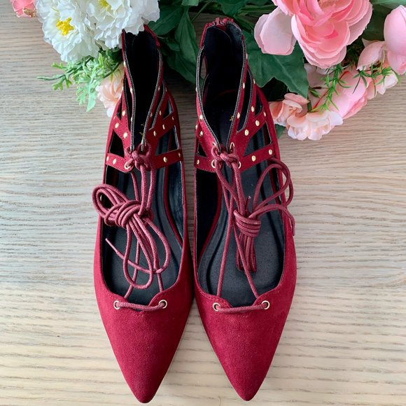 😍 QUPID "Strike-13" Burgundy Suede PU - Picture 5 of 8